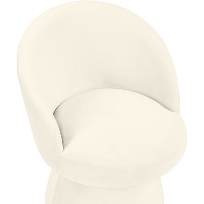 Selene Cream Velvet Performance Fabric Upholstered Swivel Dining Chair