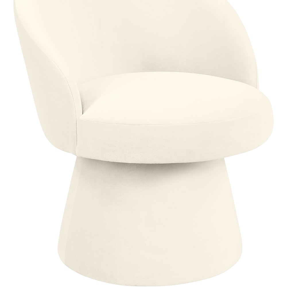 Selene Cream Velvet Performance Fabric Upholstered Swivel Dining Chair