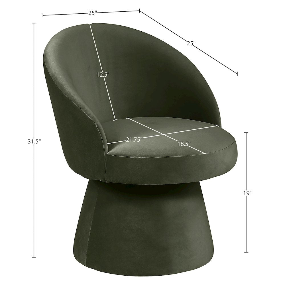 Selene Green Velvet Performance Fabric Upholstered Swivel Dining Chair