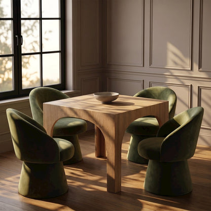 Selene Green Velvet Performance Fabric Upholstered Swivel Dining Chair