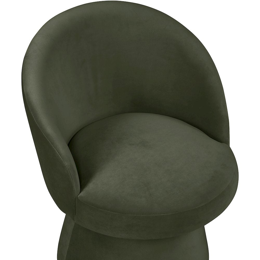 Selene Green Velvet Performance Fabric Upholstered Swivel Dining Chair