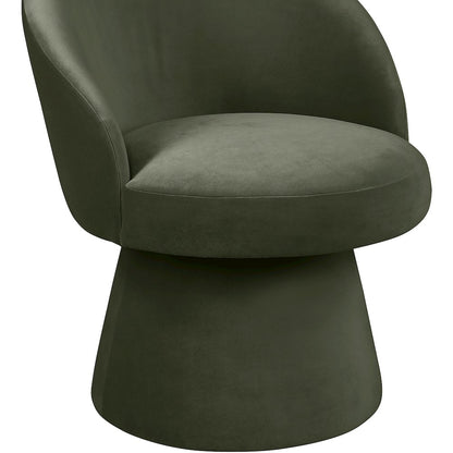Selene Green Velvet Performance Fabric Upholstered Swivel Dining Chair
