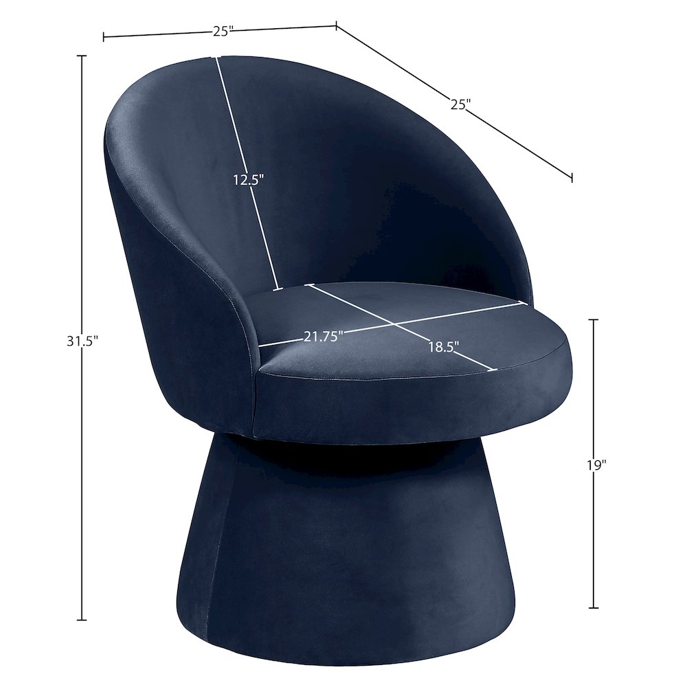 Selene Navy Velvet Performance Fabric Upholstered Swivel Dining Chair