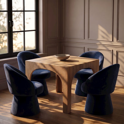 Selene Navy Velvet Performance Fabric Upholstered Swivel Dining Chair
