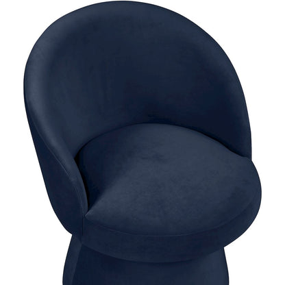 Selene Navy Velvet Performance Fabric Upholstered Swivel Dining Chair