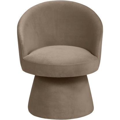 Selene Taupe Velvet Performance Fabric Upholstered Swivel Dining Chair