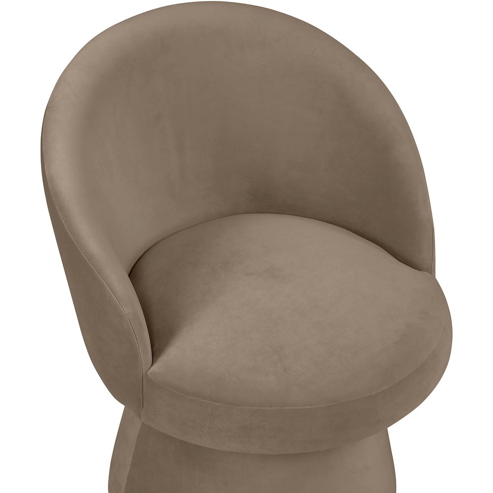 Selene Taupe Velvet Performance Fabric Upholstered Swivel Dining Chair