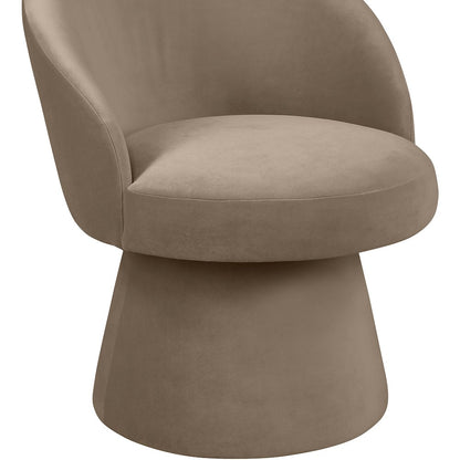 Selene Taupe Velvet Performance Fabric Upholstered Swivel Dining Chair