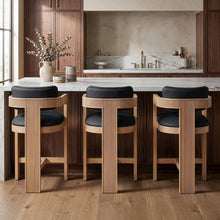 Sacha Black Vegan Leather Upholstered Counter Stool