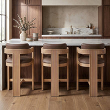 Sacha Brown Vegan Leather Upholstered Counter Stool