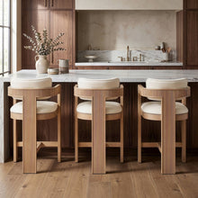 Sacha Cream Vegan Leather Upholstered Counter Stool