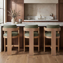 Sacha Olive Vegan Leather Upholstered Counter Stool