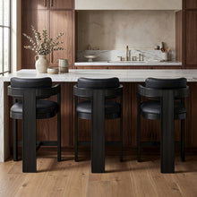 Sacha Black Vegan Leather Upholstered Counter Stool
