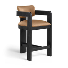 Sacha Cognac Vegan Leather Upholstered Counter Stool