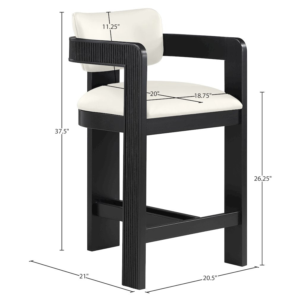 Sacha Cream Vegan Leather Upholstered Counter Stool