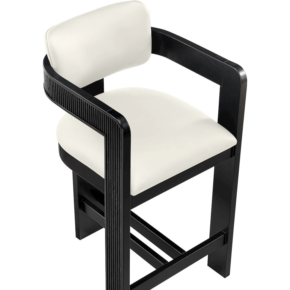 Sacha Cream Vegan Leather Upholstered Counter Stool