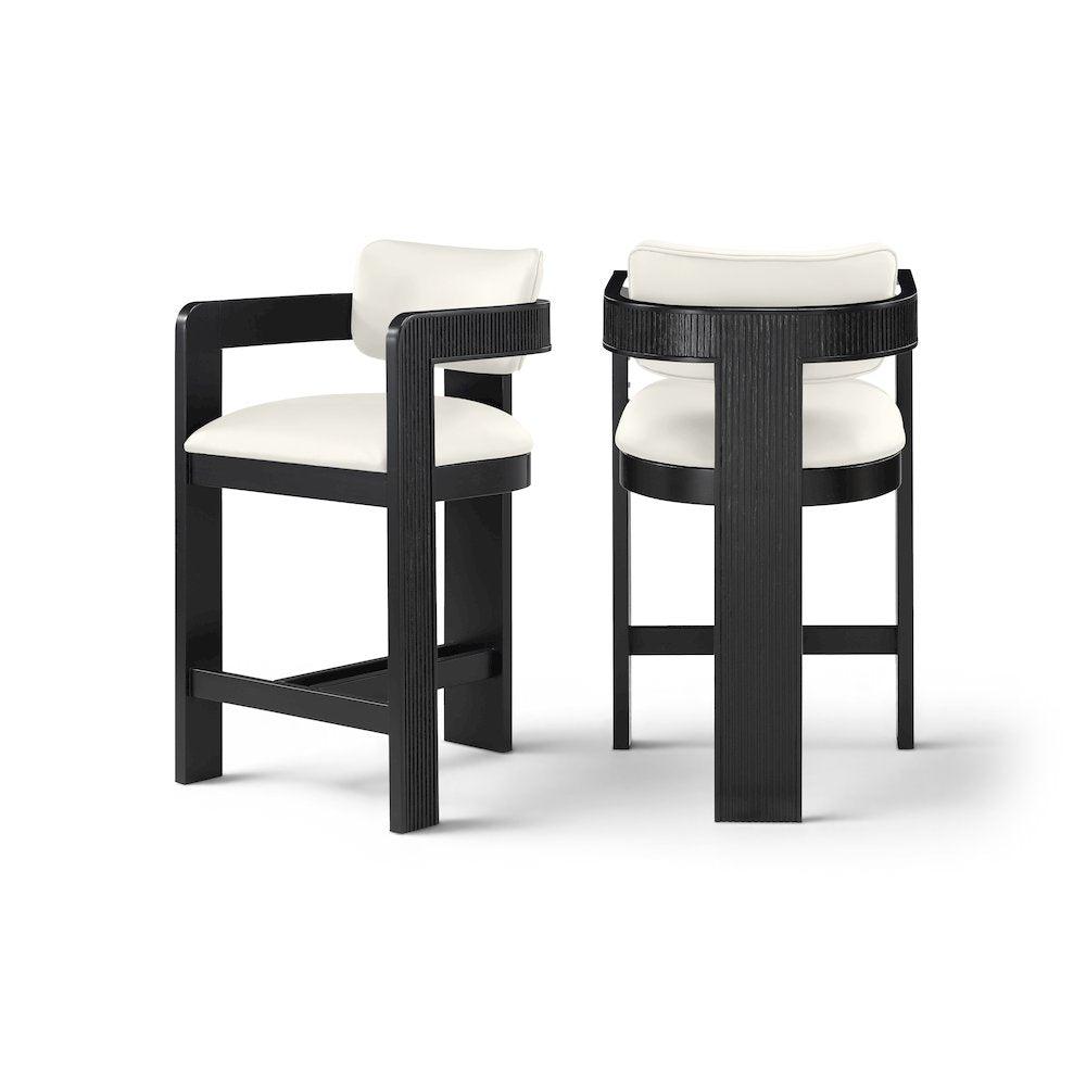 Sacha Cream Vegan Leather Upholstered Counter Stool