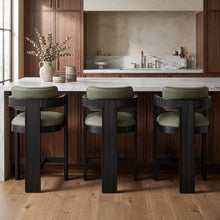 Sacha Olive Vegan Leather Upholstered Counter Stool