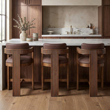 Sacha Brown Vegan Leather Upholstered Counter Stool