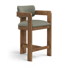 Sacha Olive Vegan Leather Upholstered Counter Stool