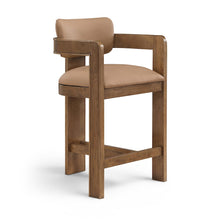 Sacha Tan Vegan Leather Upholstered Counter Stool