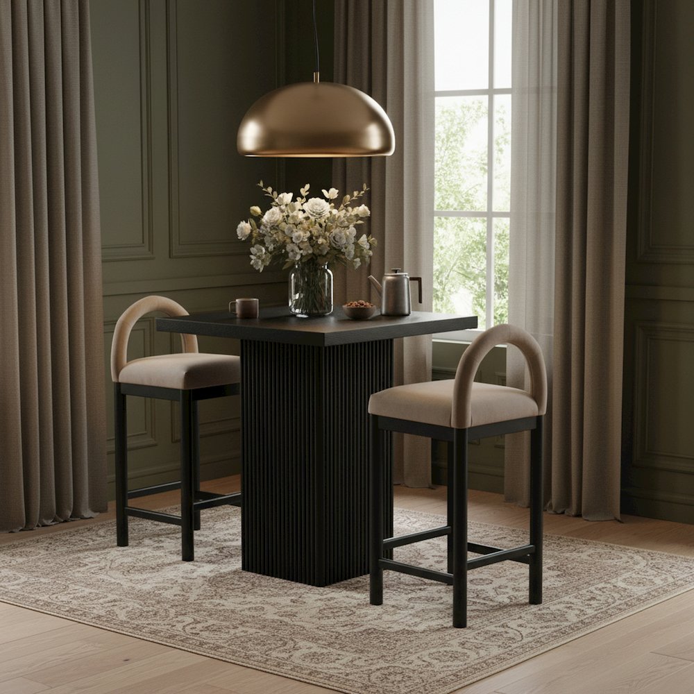 Belinda Black Oak Veneer And Solid Wood Counter Height Table