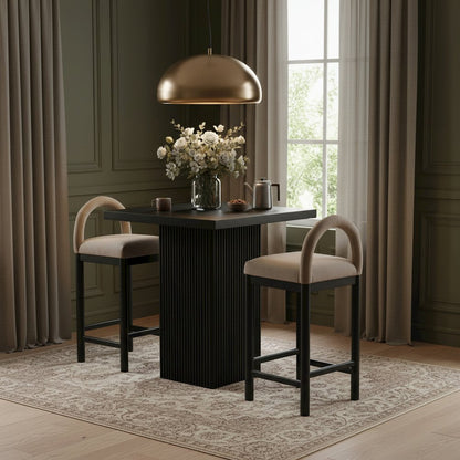 Belinda Black Oak Veneer And Solid Wood Counter Height Table