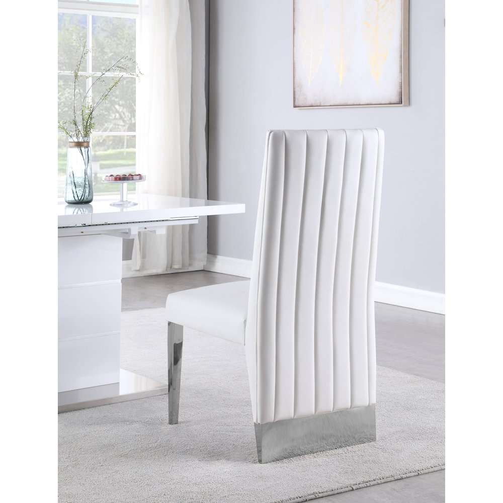 Porsha White Vegan Leather Dining Chair, Set of 2