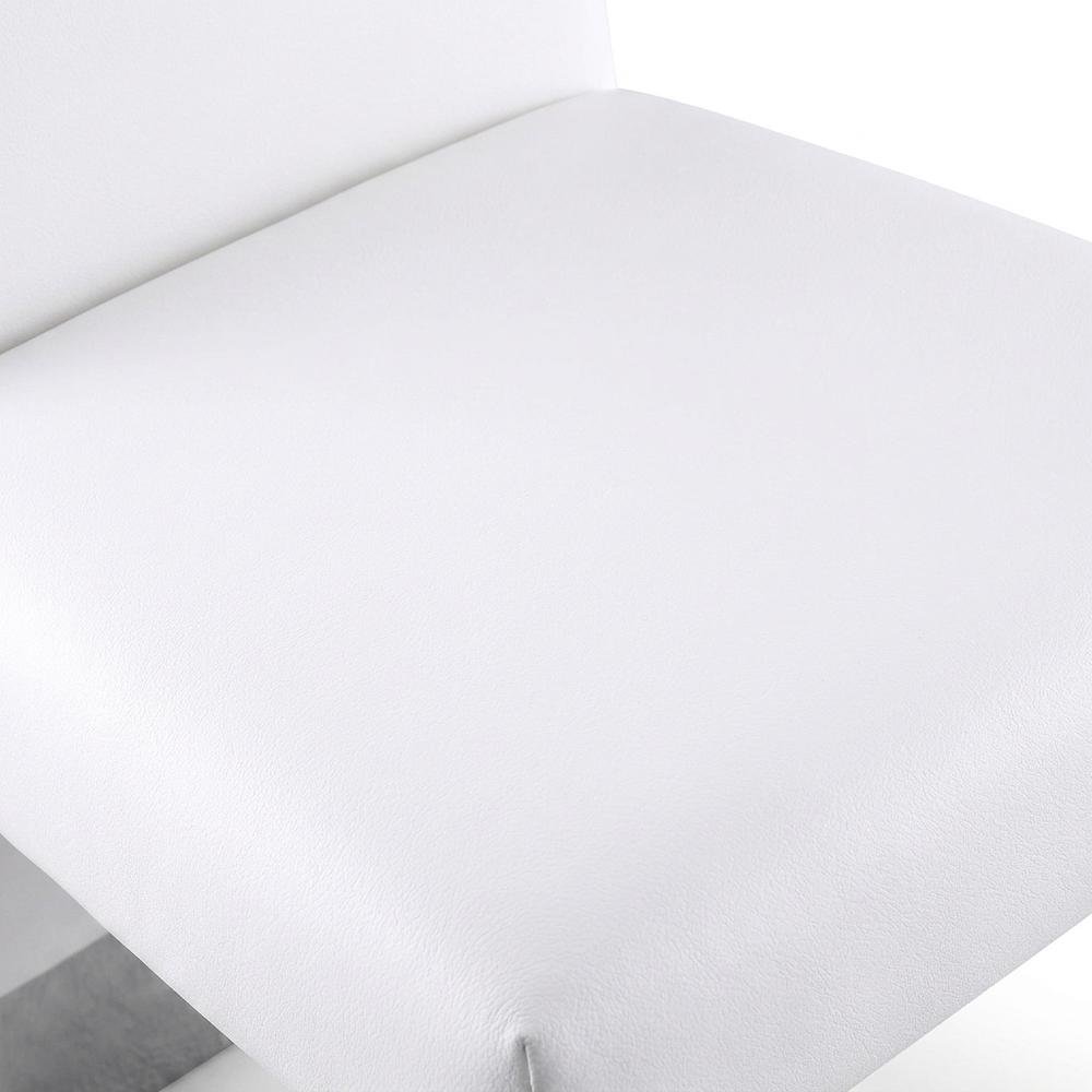 Vegan Leather Upholstered Dining Chair, White Vegan Leather, Set of 2