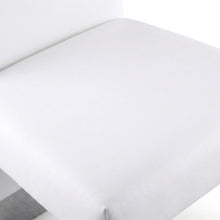 Vegan Leather Upholstered Dining Chair, White Vegan Leather, Set of 2