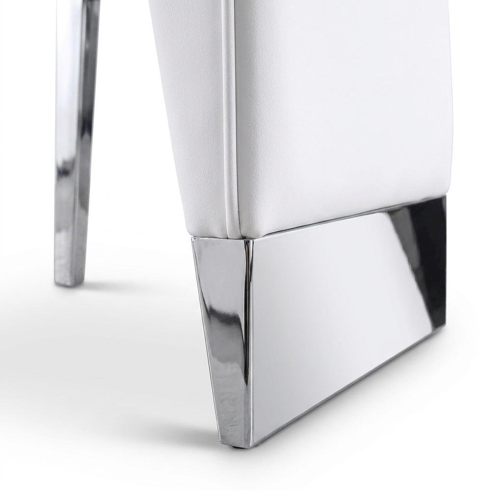 Vegan Leather Upholstered Dining Chair, White Vegan Leather, Set of 2