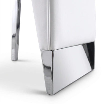 Vegan Leather Upholstered Dining Chair, White Vegan Leather, Set of 2