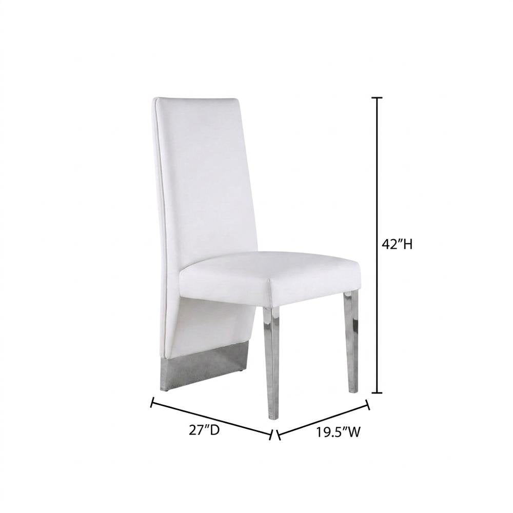 Vegan Leather Upholstered Dining Chair, White Vegan Leather, Set of 2