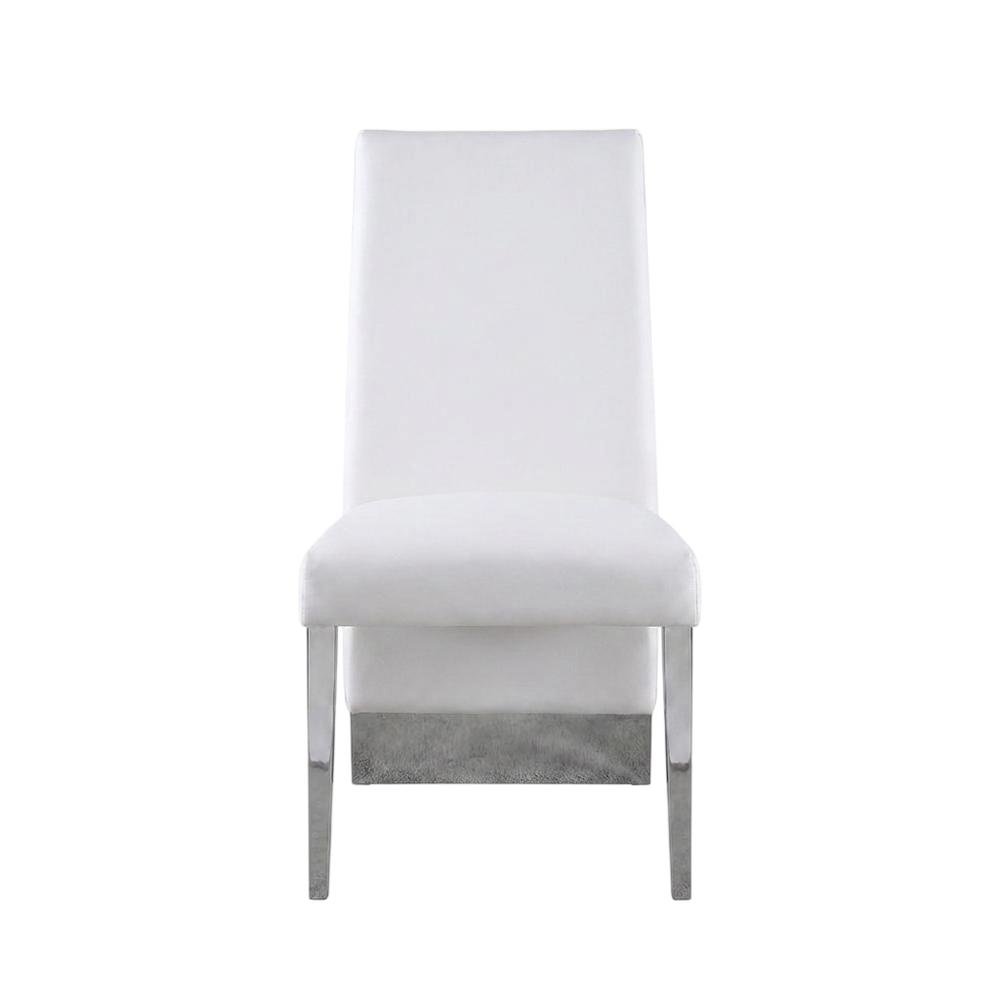 Vegan Leather Upholstered Dining Chair, White Vegan Leather, Set of 2