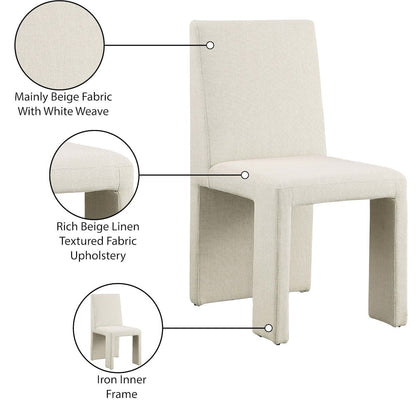 Benson Beige Linen Textured Fabric Dining Chair, Set of 2