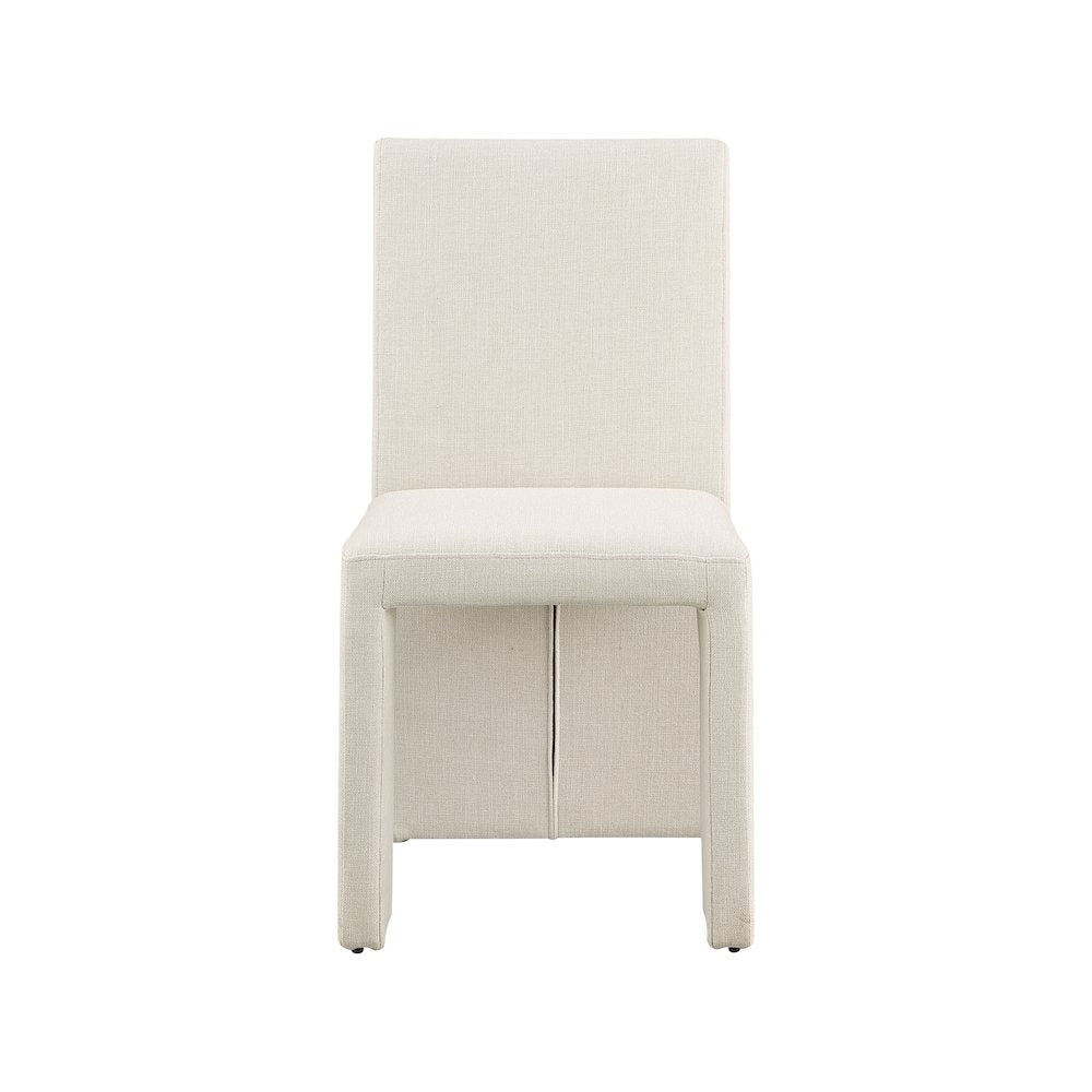Benson Beige Linen Textured Fabric Dining Chair, Set of 2