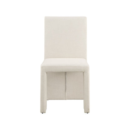 Benson Beige Linen Textured Fabric Dining Chair, Set of 2