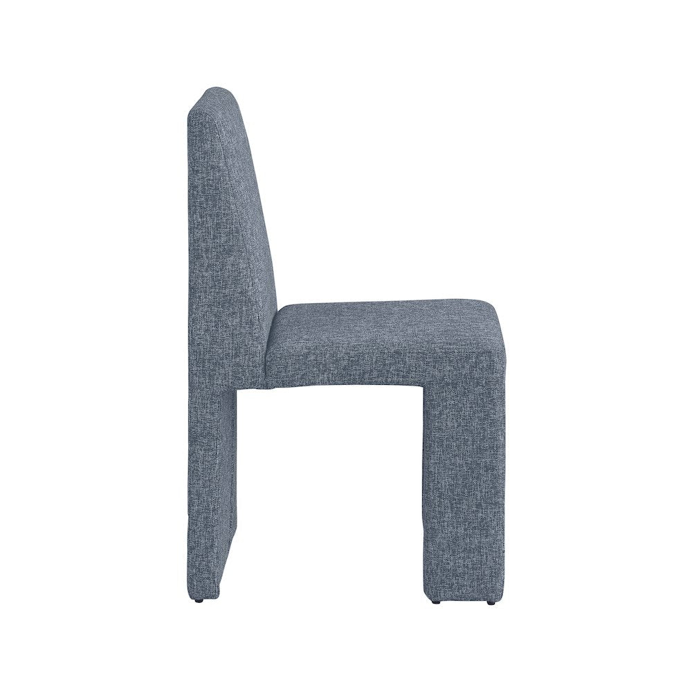 Benson Blue Linen Textured Fabric Dining Chair, Set of 2
