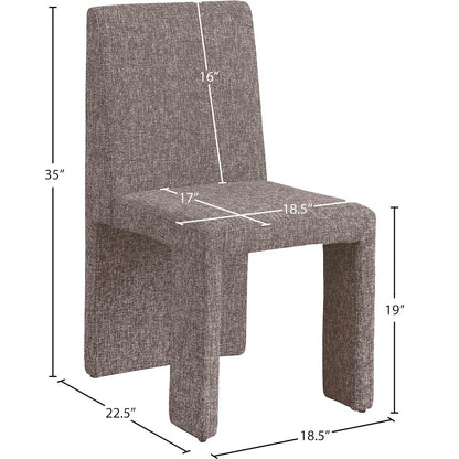 Benson Brown Linen Textured Fabric Dining Chair, Set of 2