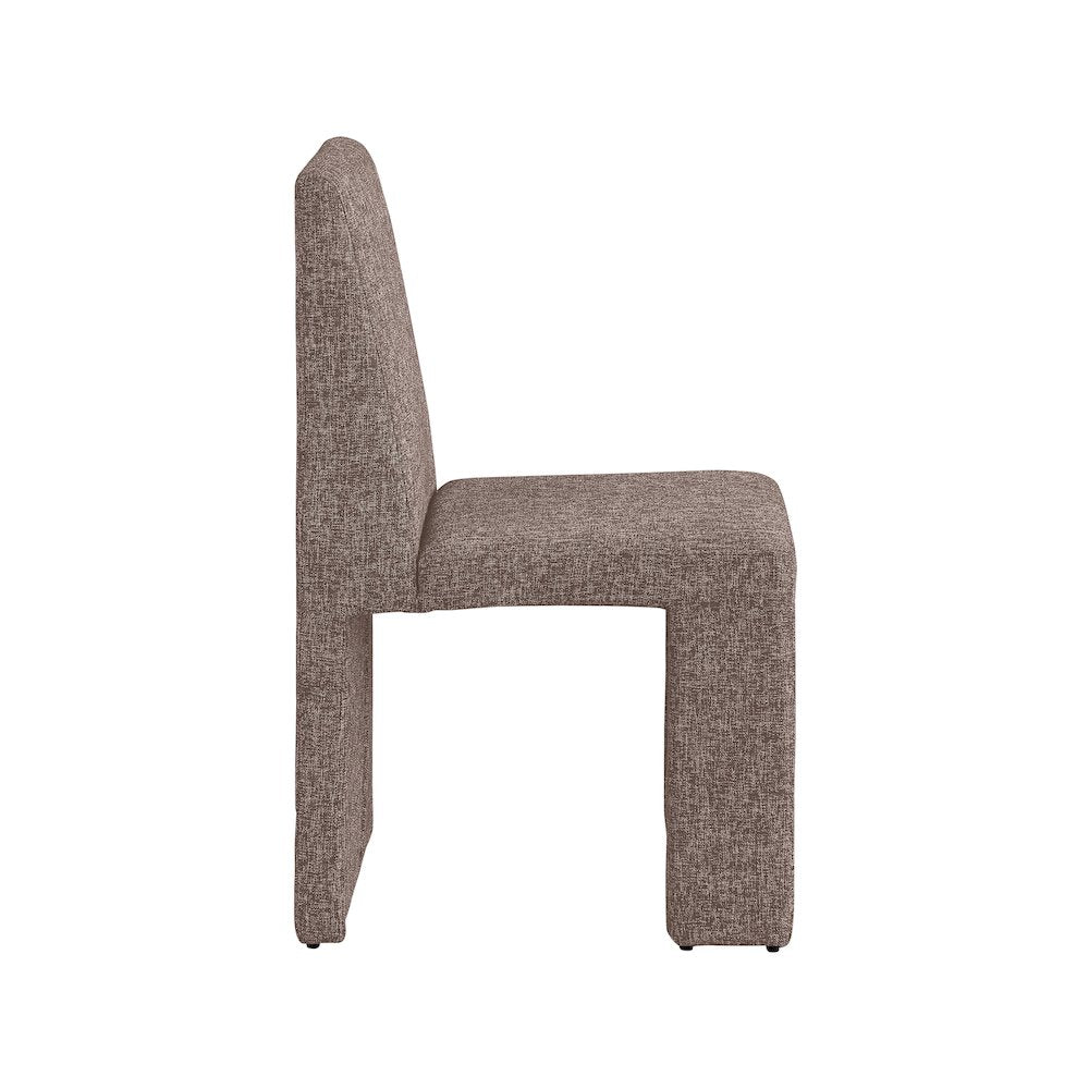 Benson Brown Linen Textured Fabric Dining Chair, Set of 2