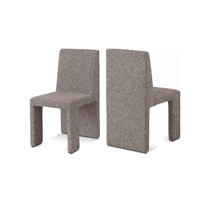Benson Brown Linen Textured Fabric Dining Chair, Set of 2