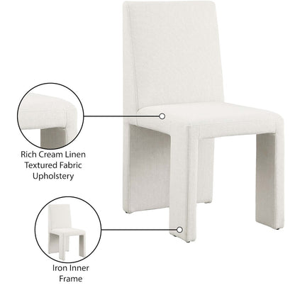 Benson Cream Linen Textured Fabric Dining Chair, Set of 2