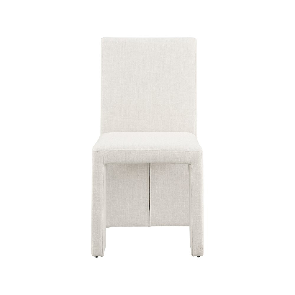 Benson Cream Linen Textured Fabric Dining Chair, Set of 2