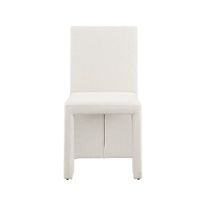 Benson Cream Linen Textured Fabric Dining Chair, Set of 2