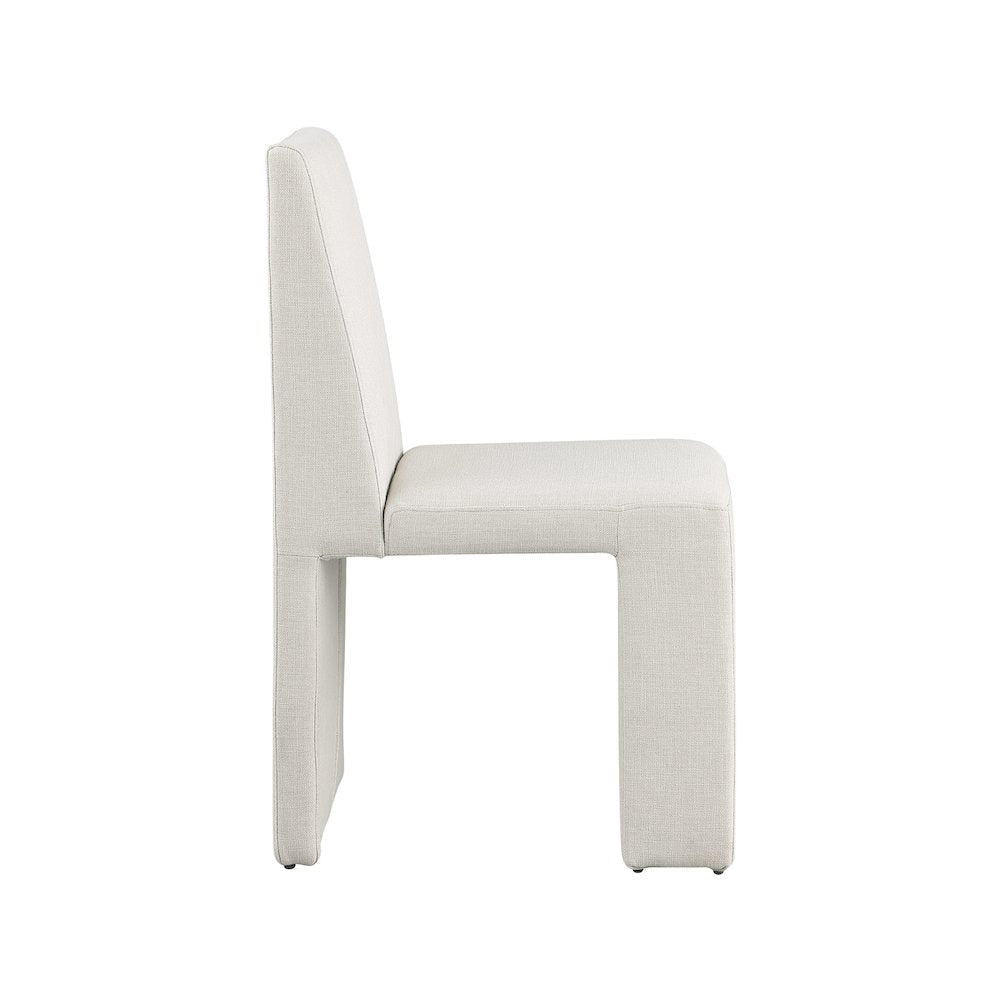 Benson Cream Linen Textured Fabric Dining Chair, Set of 2