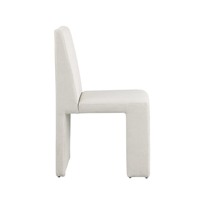 Benson Cream Linen Textured Fabric Dining Chair, Set of 2