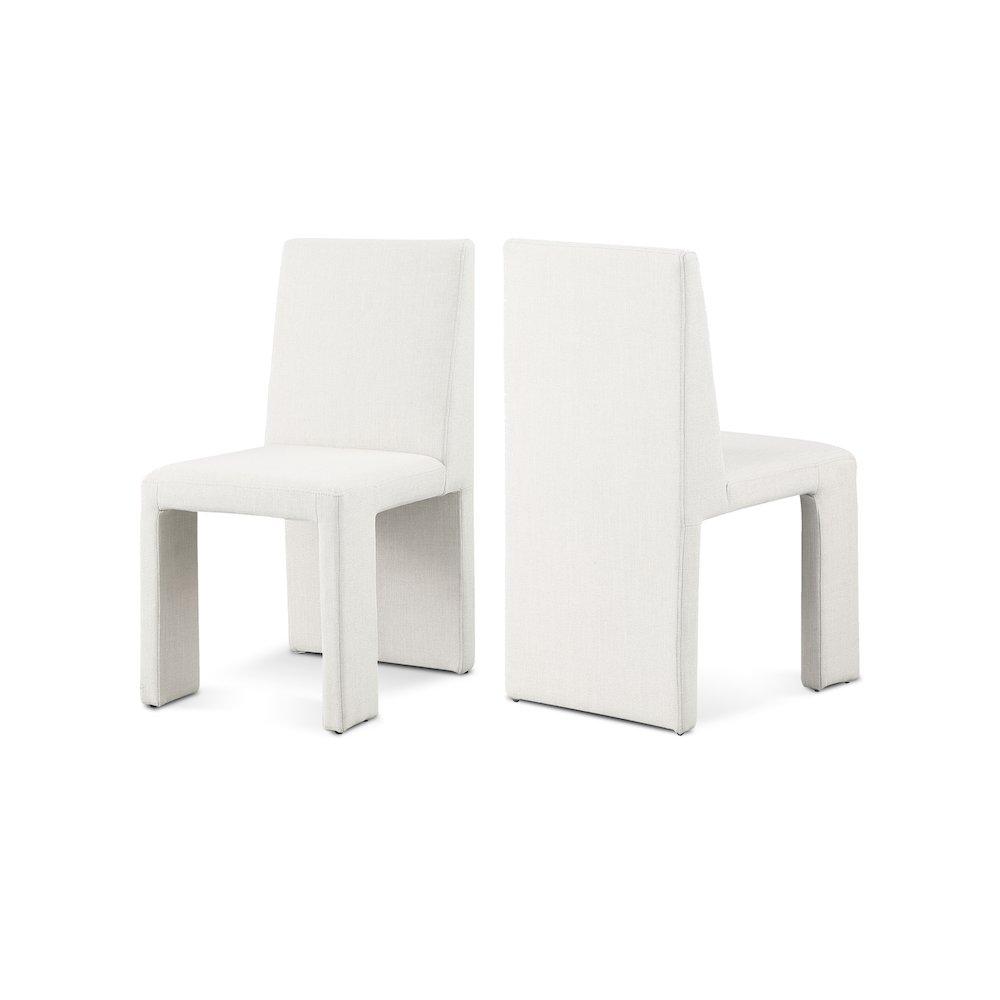 Benson Cream Linen Textured Fabric Dining Chair, Set of 2