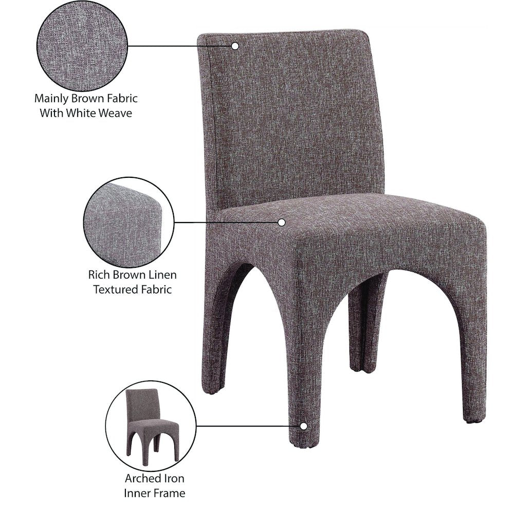 Gramercy Brown Linen Textured Fabric Dining Chair, Set of 2