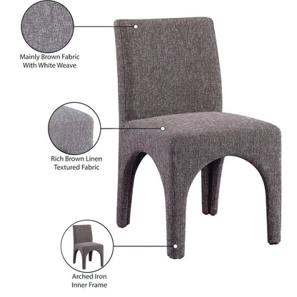Gramercy Brown Linen Textured Fabric Dining Chair, Set of 2