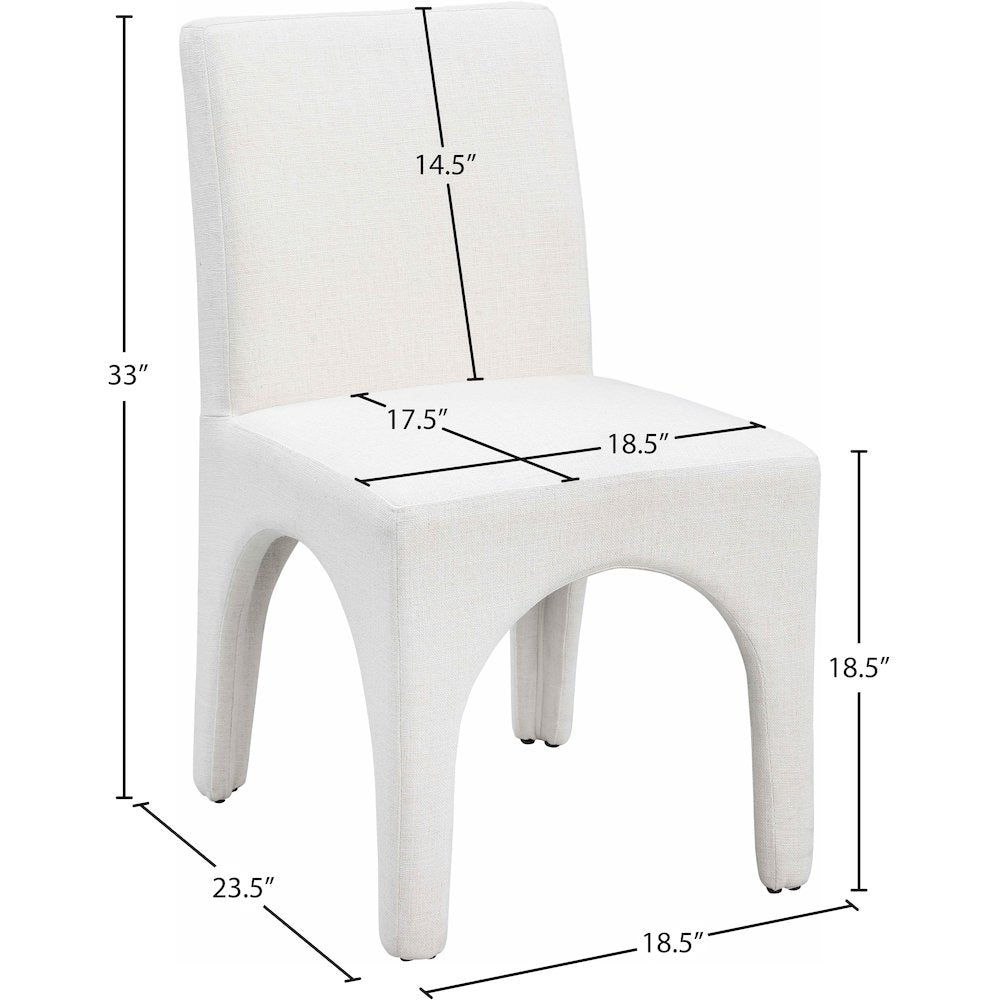 Gramercy Cream Linen Textured Fabric Dining Chair, Set of 2